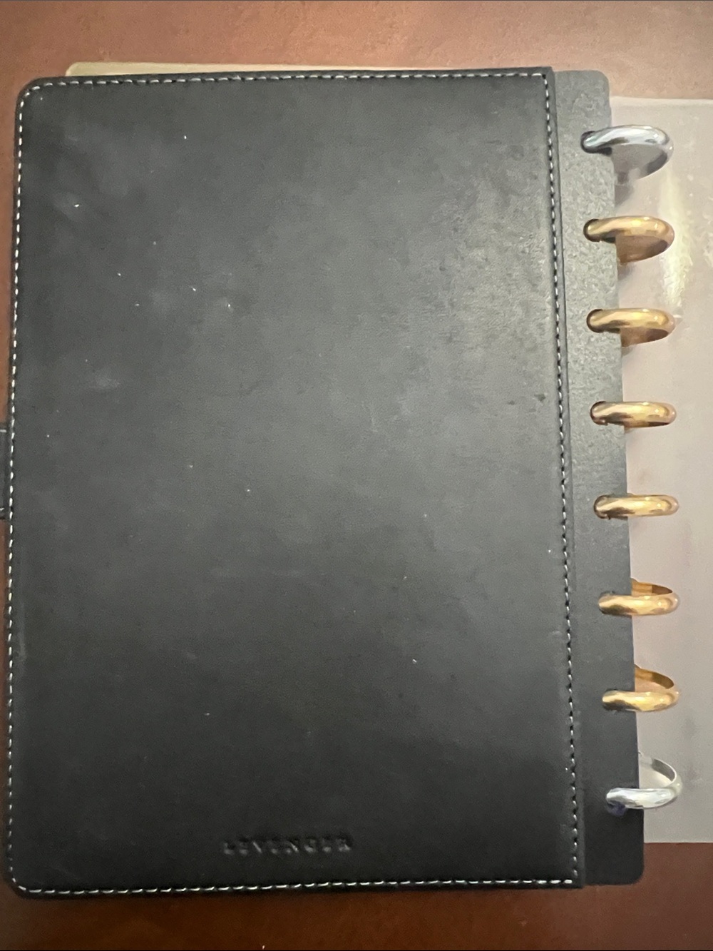 Levenger Black Leather Circa Fold-Over Notebook Junior Size. - Picture 3 of 8